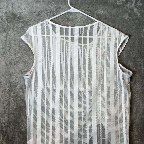 Staci Snider Primrose Top in White Stipe Mesh Size‎ Large - Picture 3 of 7